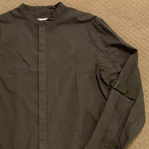Helmut Lang Bondage Button Up Shirt Strap Seat Belt Olive Green Khaki Medium M - Picture 2 of 16